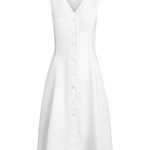 Buttoned-Placket Linen Dress