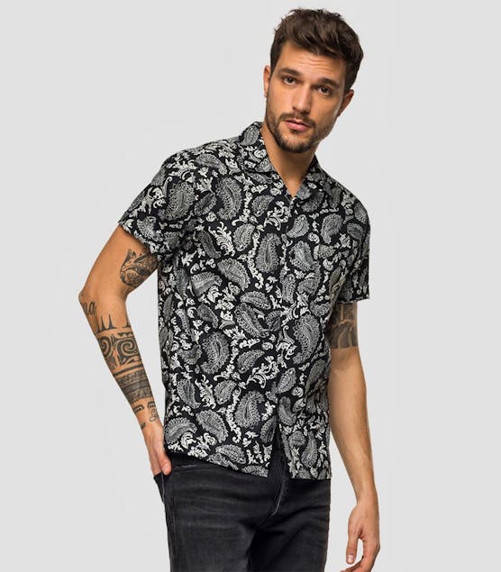 REPLAY - Short-Sleeved Shirt With Paisly Print