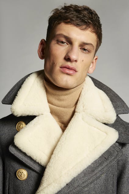 DSQUARED2 - Shearling And Wool Layered Peacoat