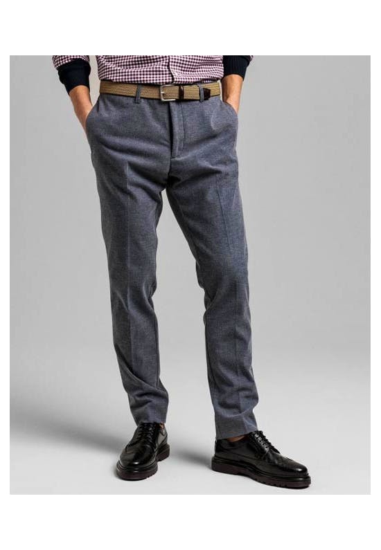 Slim fit trousers with herringbone pattern