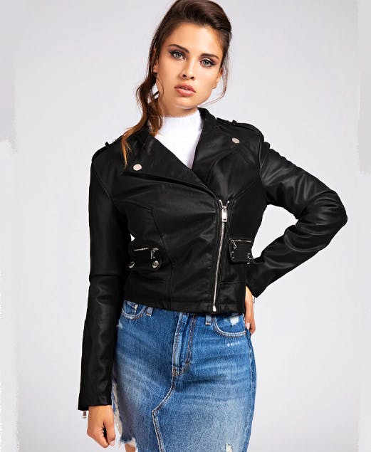 GUESS - Faux Leather Biker Jacket