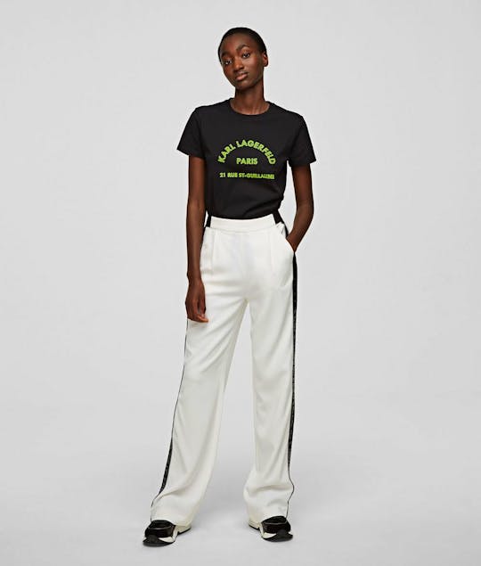 KARL LAGERFELD - Cady Trousers With Logo Tape White