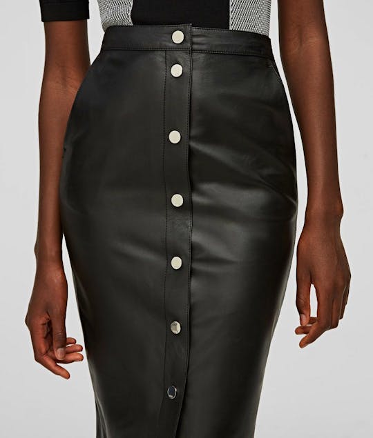 KARL LAGERFELD - Leather Pencil Skirt Black