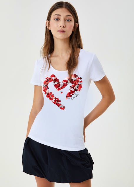 LIU JO - T-shirt With Sequins And Precious Stones