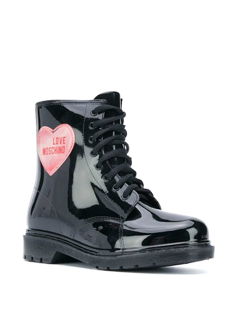 LOVE MOSCHINO - Heart Patch Combat Boots