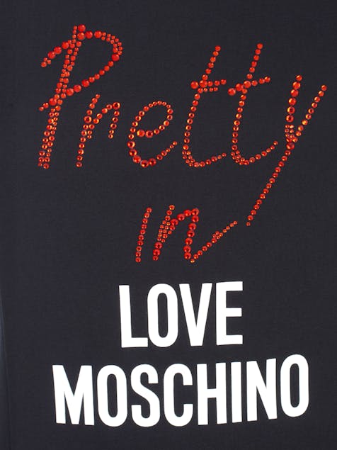 LOVE MOSCHINO - Black Dress S/S W/Written Swarovsky Pretty