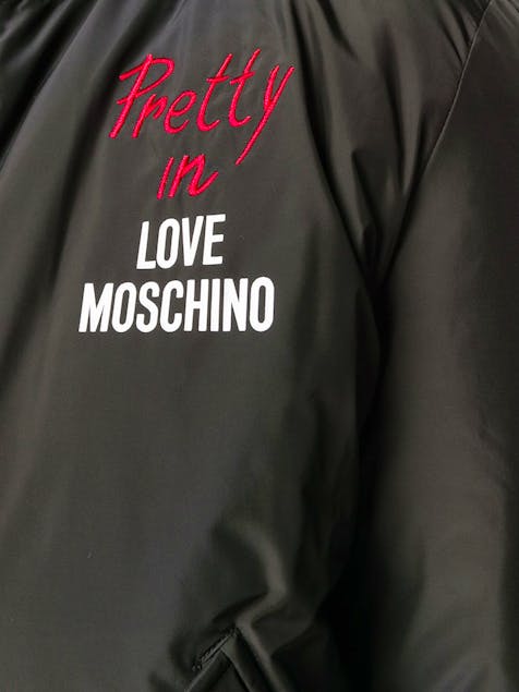 LOVE MOSCHINO - Love Moschino cropped slogan print bomber jacket