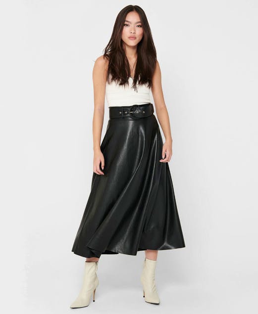 ONLY - Faux Leather Midi Skirt