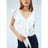 PEPE JEANS - White Top With Charlot Ruffles