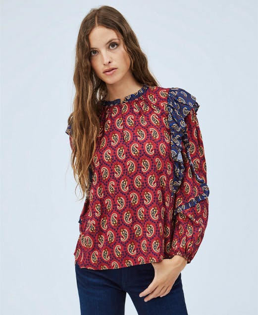 PEPE JEANS - Mika Printed Blouse With Frill Detail