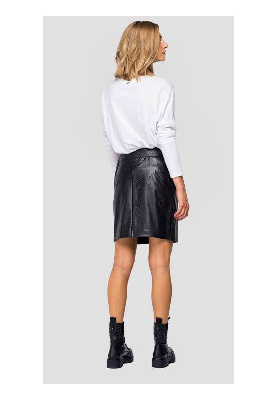 Eco-Leather Skirt With Python Print