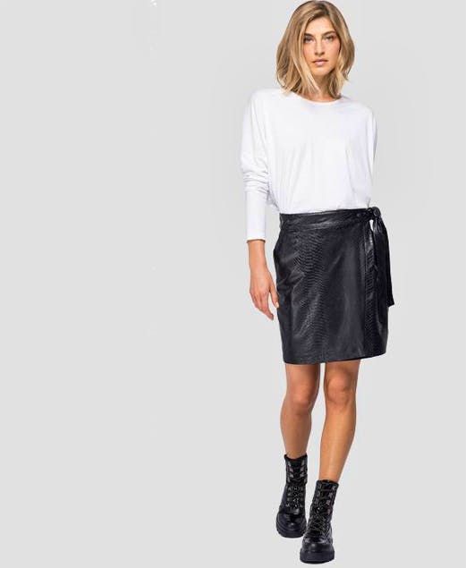 REPLAY - Eco-Leather Skirt With Python Print