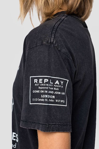 REPLAY - Cotton T-Shirt With Print Black