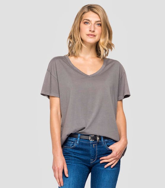 REPLAY - V-Neck T-Shirt With Print