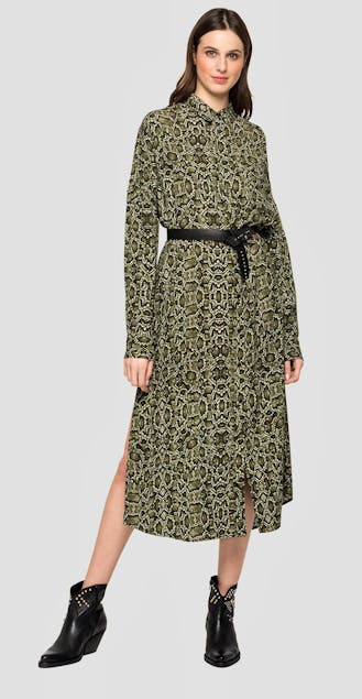 REPLAY - Long Dress With All-Over Python Print