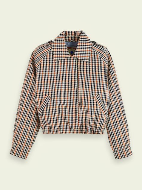 SCOTCH & SODA - Cropped long sleeve houndstooth checked jacket
