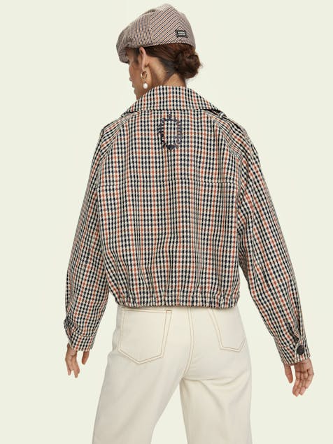 SCOTCH & SODA - Cropped long sleeve houndstooth checked jacket