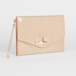 Harliee Vinyl Bow Detail Pouch Pink