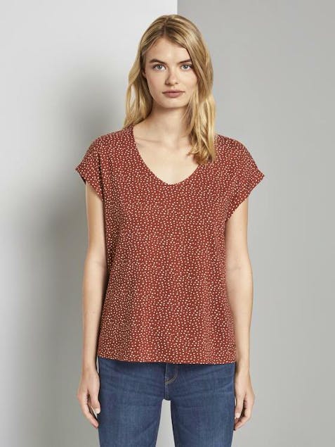 TOM TAILOR - Patterned Short Sleeved Tunic Blouse