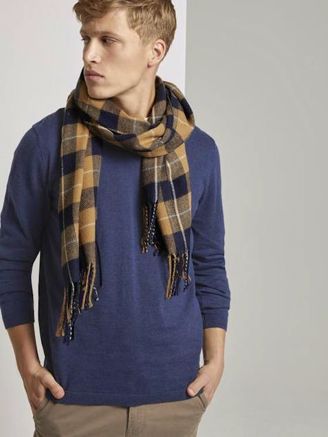 TOM TAILOR - Checked Scarf With Fringes