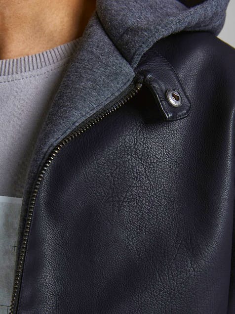 JACK & JONES - Cowilly Hooded Fake Leather Jacket