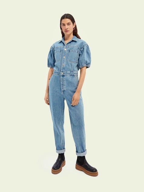 SCOTCH & SODA - Washed Denim Jumpsuit With Balloon Sleeves