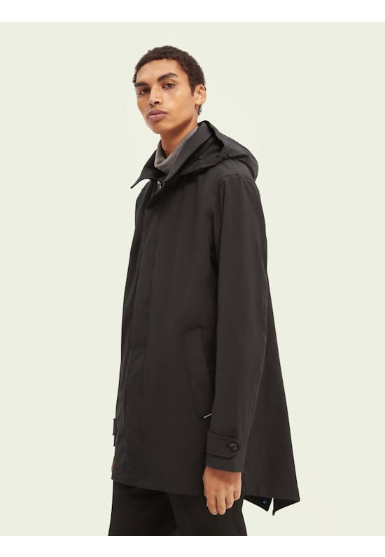 Waterrepellent taped-seam trench parka