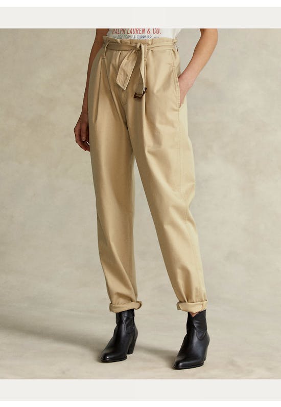 Twill Belted Trousers