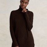 Buttoned-Placket Roll Neck Pullover