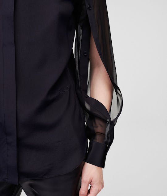 KARL LAGERFELD - Silk Blouse W/Buttoned Sleeves