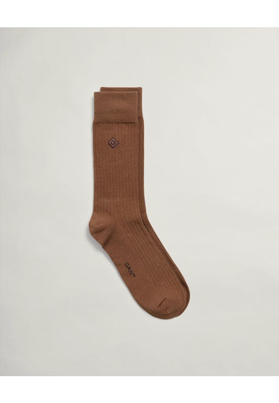 Solid Ribbed Embroidered Socks