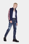 Dark Ripped Red & Blue Spots Wash Cool Guy Jeans