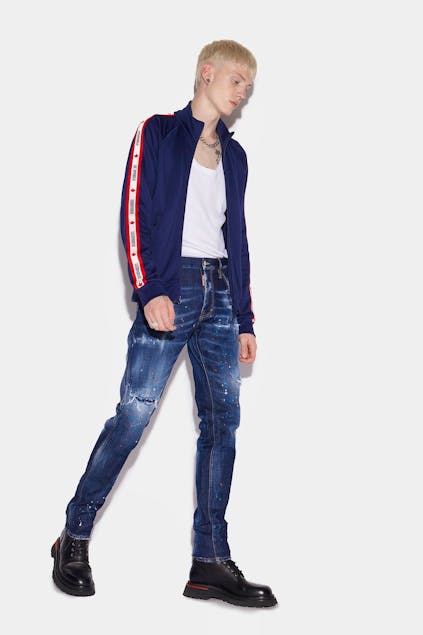 DSQUARED2 - Dark Ripped Red & Blue Spots Wash Cool Guy Jeans