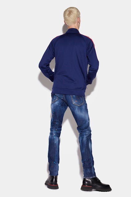 DSQUARED2 - Dark Ripped Red & Blue Spots Wash Cool Guy Jeans