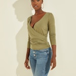 Ruched Crossover Blouse
