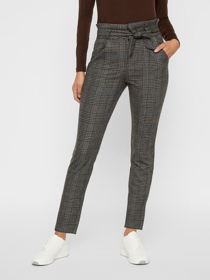 VERO MODA Pantaloni Donna A Quadri VMEVA HR Loose - Grigio, Taglia S/30