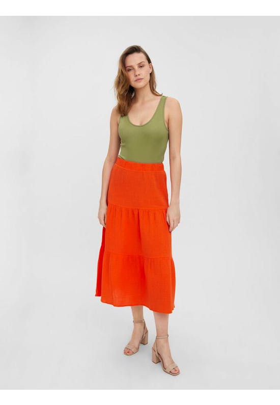Frilled A-Shaped Maxi Skirt