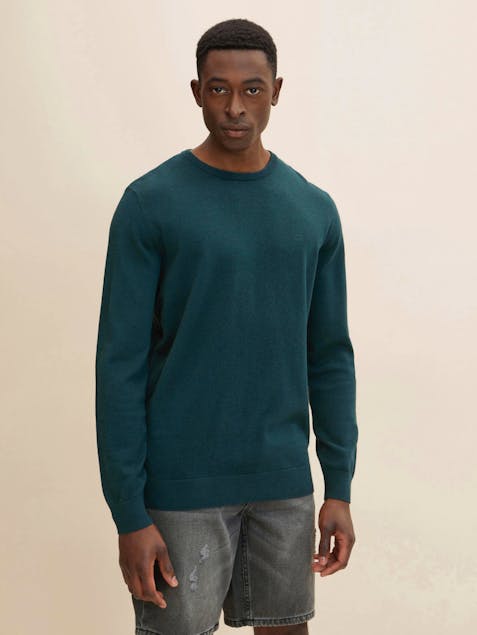 TOM TAILOR - Mottled Sweater With A V-Neckline