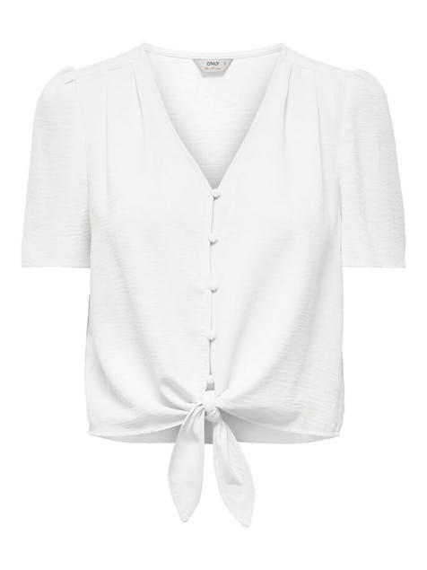 ONLY - Onlmette S/S Button Knot Top Wvn