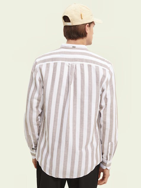 SCOTCH & SODA - Collarless long-sleeved shirt in Organic Cotton blend