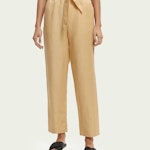 High-rise ankle-length pants with tie at waist