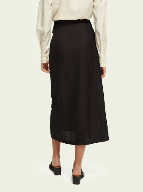 SCOTCH & SODA - Embroidered midi-length linen skirt