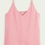 Jersey tank top with woven front