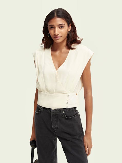 SCOTCH & SODA - Sleeveless wrap top with Buttons