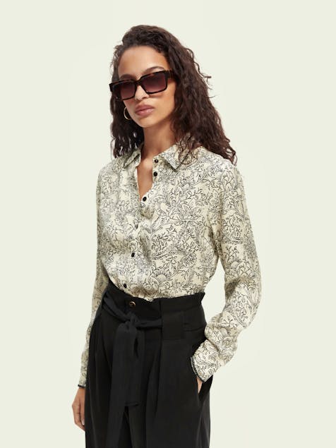 SCOTCH & SODA - Long-sleeve jacquard shirt with embroidered trimming