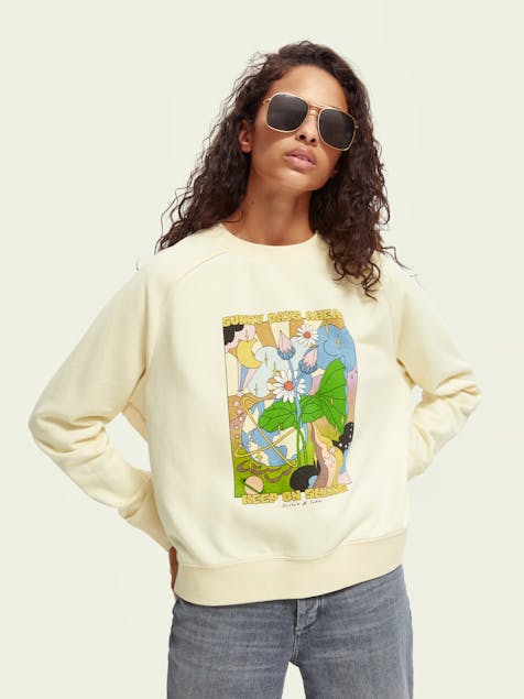 SCOTCH & SODA - Relaxed-fit raglan artwork crewneck sweatshirt