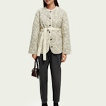 Quilted organic cotton belted jacket
