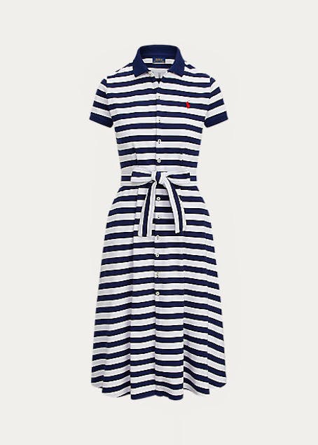 POLO RALPH LAUREN - Striped Stretch Cotton Polo Midi Dress
