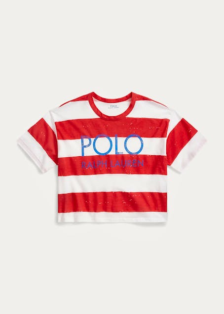 POLO RALPH LAUREN - Logo Striped Cropped Jersey T-Shirt