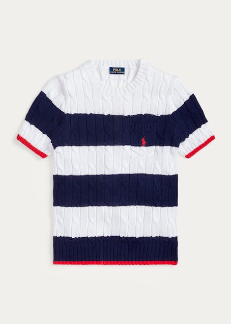 POLO RALPH LAUREN - Striped Cable-Knit Short-Sleeve Jumper